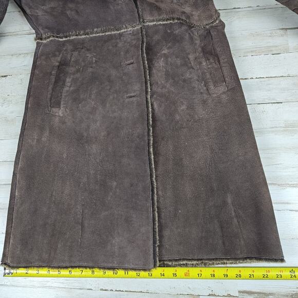 Vintage Y2K EXPRESS Penny Lane Coat Brown Suede Leather Faux Sherpa Lined Size M - Picture 8 of 11